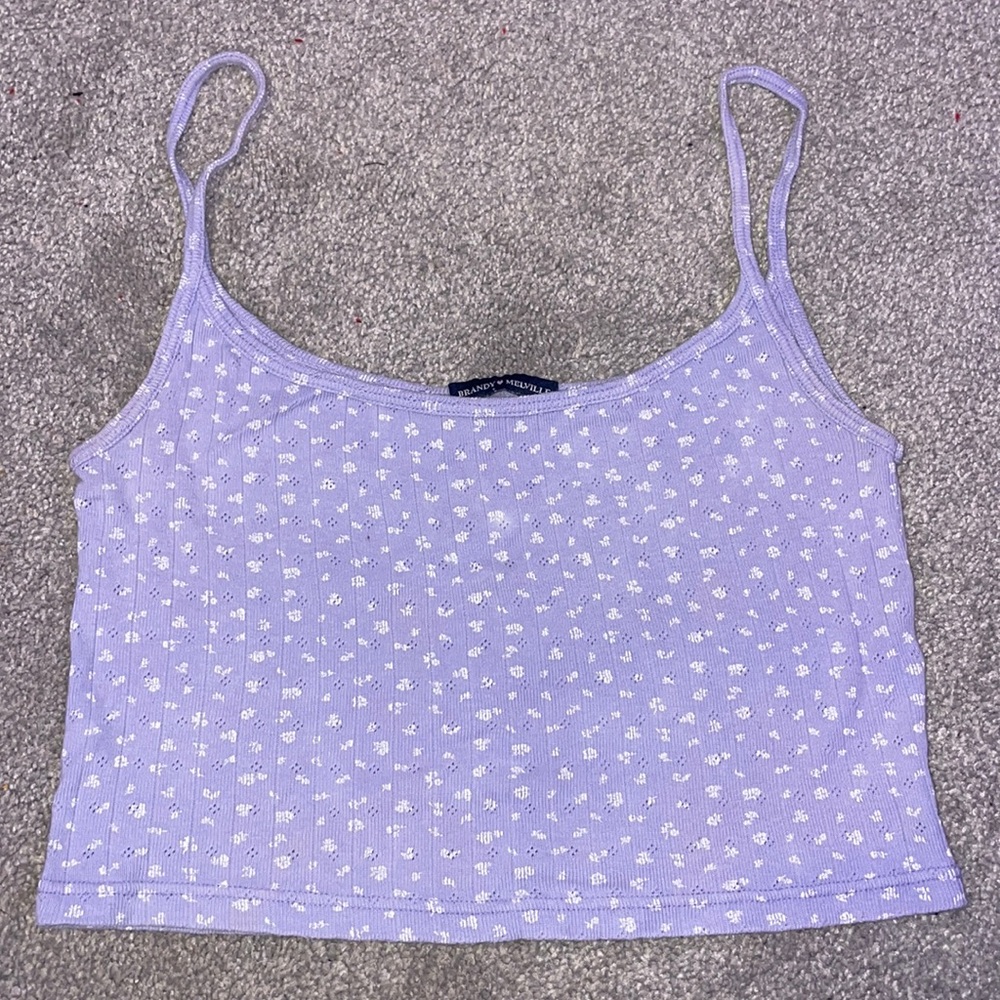 Brandy Melville Purple Floral Tank Top